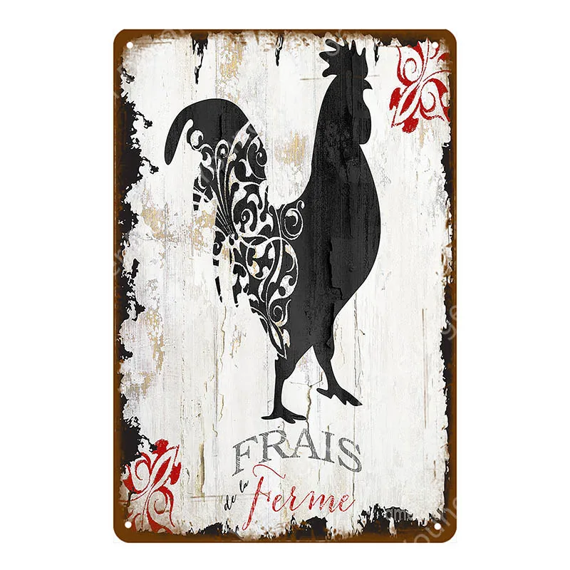 Fresh Eggs Black Grouse Metal Signs Beef Cow Chicken Meat Collection Poster Vintage Wall Painting Craft Farm House Decor YI-164 - Цвет: YD7885BI