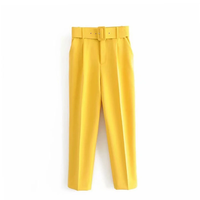 Формальные зимние офисные брюки для женщин элегантные офисные брюки корейский костюм брюки женские элегантные женские брюки карандаш - Цвет: Цвет: желтый