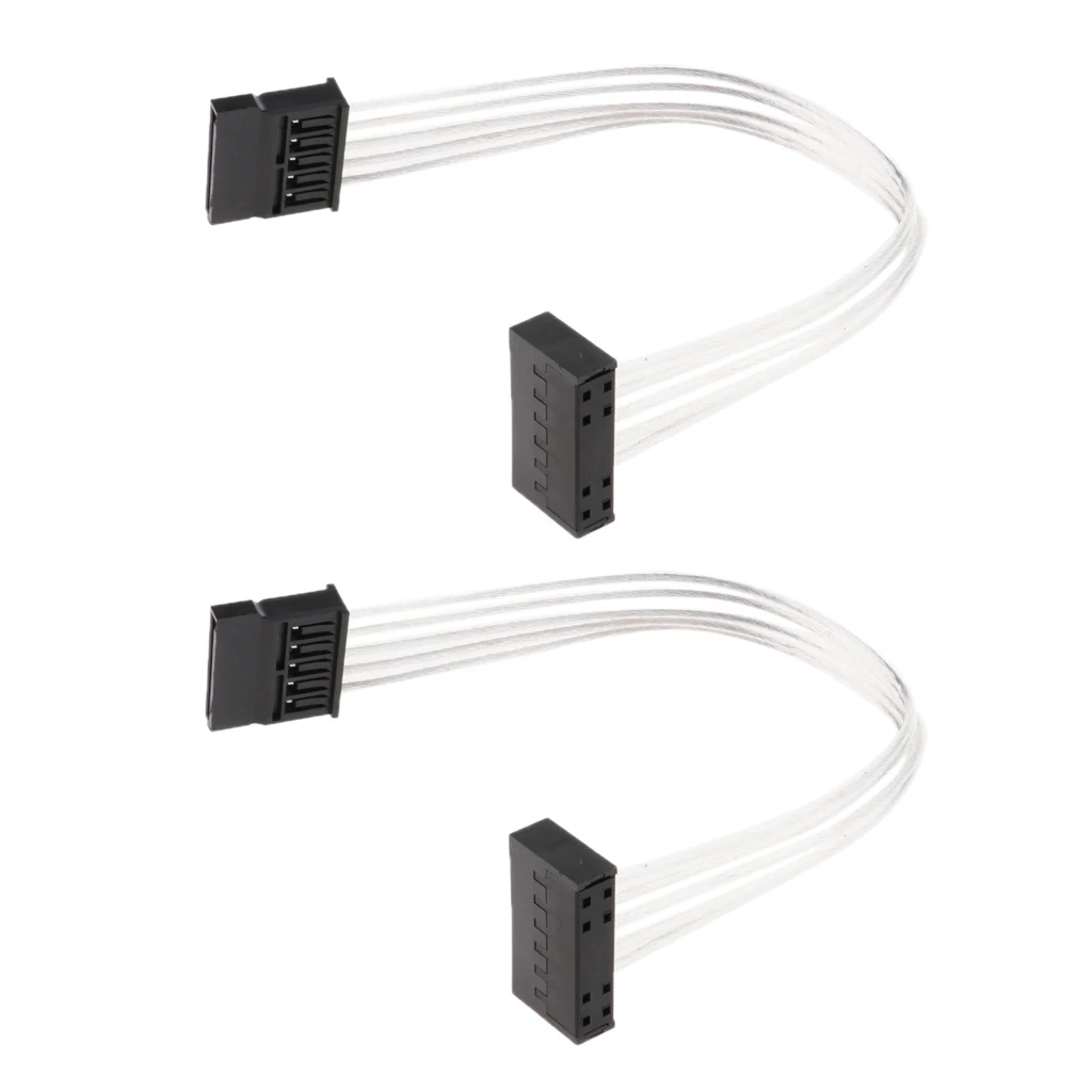 2 Pack 20cm SATA Male to Female Power Supply Extension Cable Wire for PC Computer SSD/HDD (White)