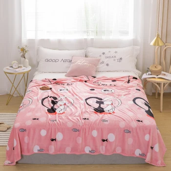

Cartoon cat Flannel Blankets sofa bedding fashion throw blankets winter soft blankets twin full queen thin pink girls blankets
