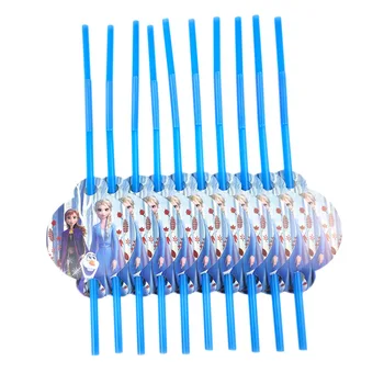 

10pcs Cartoon Disney Frozen Theme Paper Straws Wedding Birthday Party Decorations Festival Disposable Flexible Straw