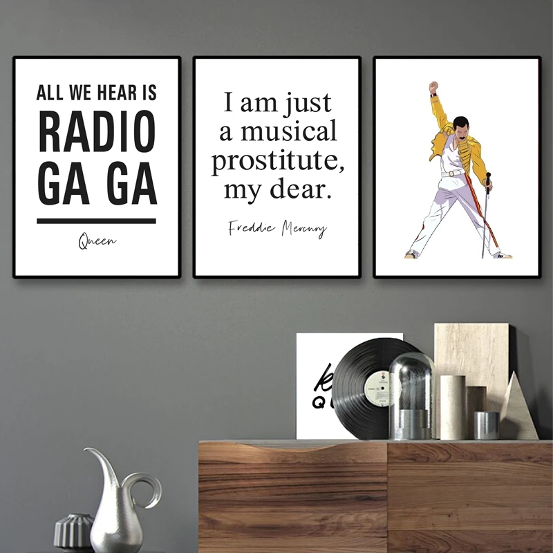 Freddie Mercury Queen Song Lyrics Posters and Prints Music Wall