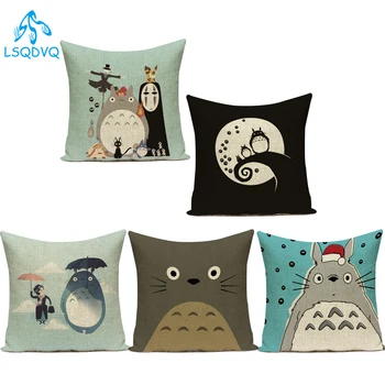 

Cute Cartoon My Neighbor Totoro Cushion Cover My Neighbor Totoro Throw Pillowcase Pillow Cover for Sofa Home Living Room