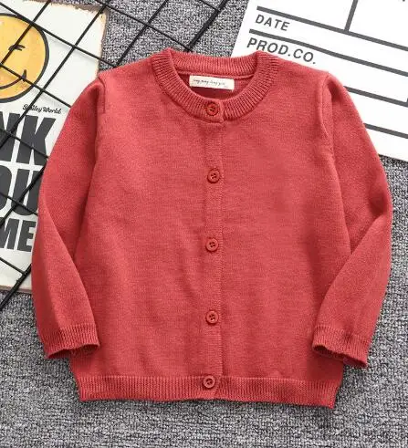 New Red Детский кардиган; осенне-зимний хлопковый свитер; одежда для маленьких детей; вязаный кардиган для мальчиков и девочек; свитер; детская весенняя одежда; Новинка - Цвет: New Red