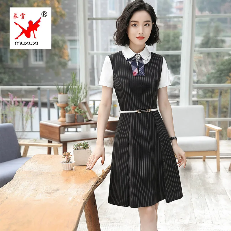 

2018 Spring And Summer New Style Women Wear Striped Dress Korean-style Slim Fit Slimming Versitile Fashion Set