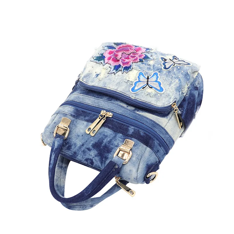 IPinee женский многофункциональный рюкзак потертый Джинсовый Рюкзак школьная