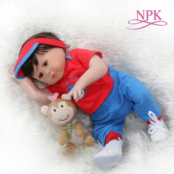 

NPK 48CM bebe doll reborn baby boy full body silicone Bath toy 100% hand detailed paiting pinky look