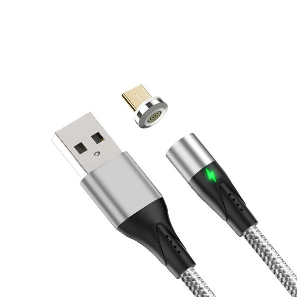 Магнитный USB кабель для передачи данных зарядный шнур 3A кабель для быстрой зарядки светодиодный индикатор USB кабели с разъемом Поддержка синхронизации данных - Цвет: Silver-Micro USB