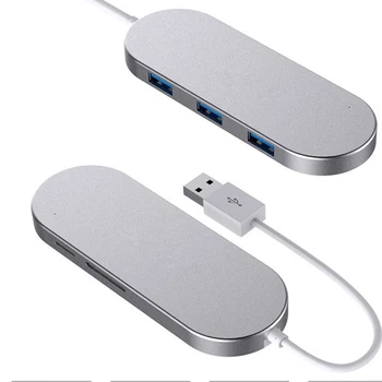

Aluminum Alloy 3.0 3-port And Card Reader SUB Hub Super High-speed Hub 3.0 Hub 3.0 Hub Sub Silver Slim Portable Card Reader HuB