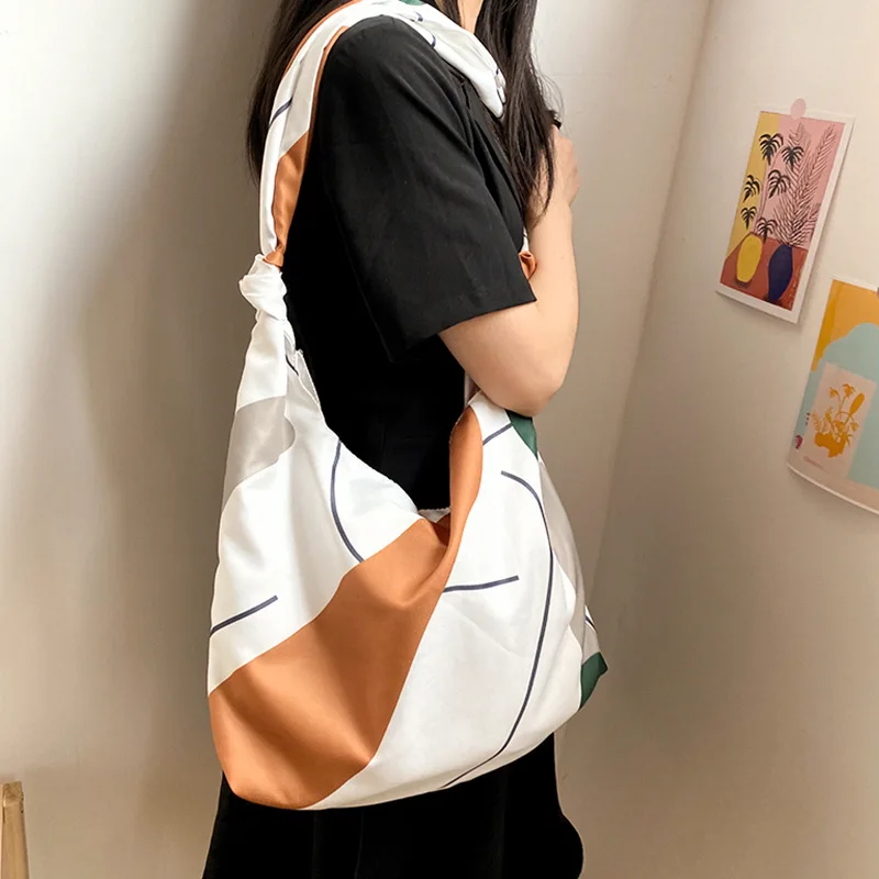 Storage Bag Shopping Leisure Large Capacity Fashion Simple All-match Style Single Shoulder Reusable Bags Thin Fabric | Дом и сад