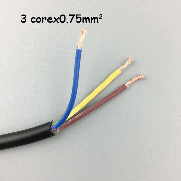 10 м 0,5/2/3 мм2 жилы контакты медный провод электрический RVV КАБЕЛЬ Черный Для водонепроницаемого разъема Прожектор газон сад - Color: 3corex0.75mm2