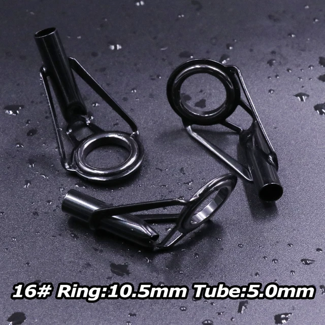 3Pcs Fishing Rod Tip Guides Repair Kit Stainless Steel Frames Ceramics Rings Black Rod Building Guide Eye Building Repair 6#~16# Size16 5.0mm 3Pcs