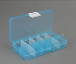 Adjustable 10-Slot Plastic Jewelry Organizer Storage Case (White clasp)