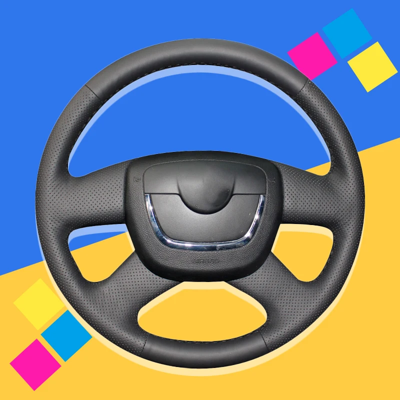

Auto Braid On The Steering Wheel Cover for Skoda Octavia 2009-2013 Citigo 2011-2012 Roomster Fabia 2009-2012 Superb Yeti Car DIY