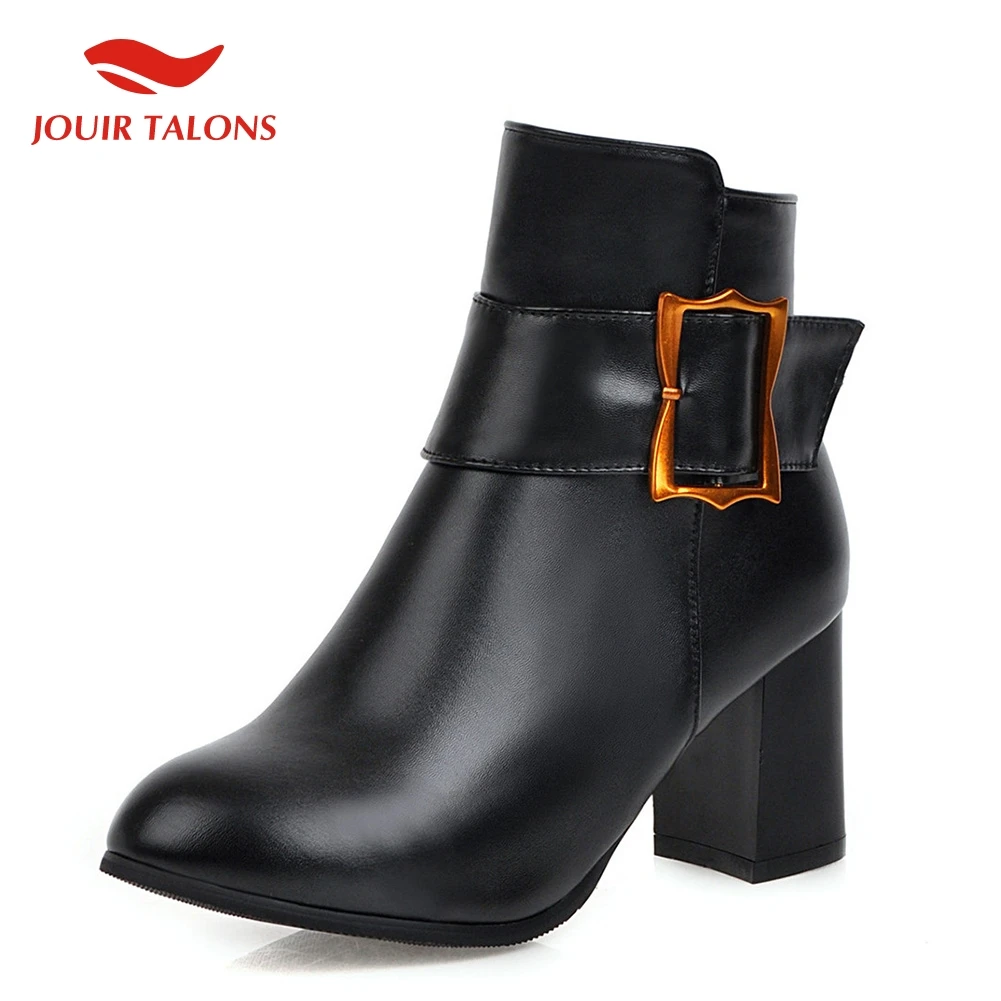 

On Sale 2019 Large Sizes 32-45 Chunky Heels Ankle Boots Women Shoes High Heeled Elegant Dropship Shoes Woman Boots