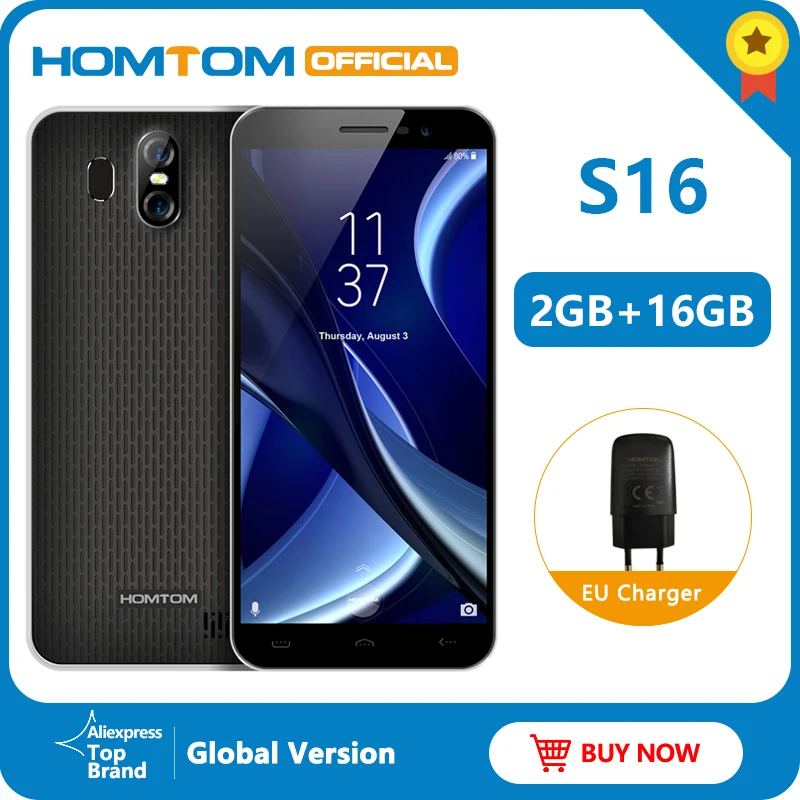 Глобальная версия Mobile S16 отпечатков пальцев мобильный телефон Android 5,5 "экран 2G ram 16G rom 13MP MTK6580 четырехъядерный 3000mAh смартфон