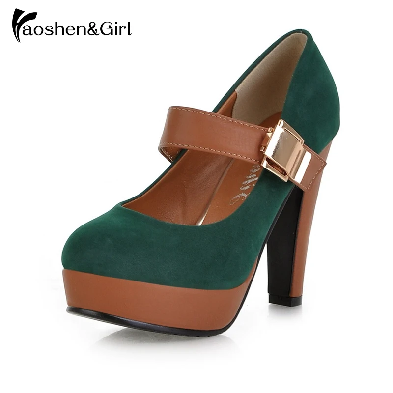 Haoshen &amp Girl/классические женские туфли-лодочки на платформе и высоком квадратном