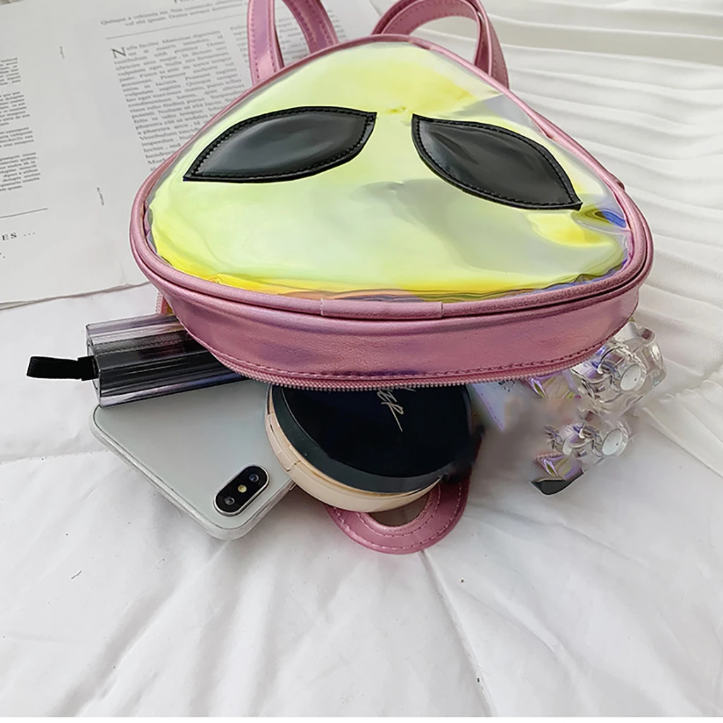 Kids Backpack Children Alien Transparent Jelly Bag Phone Coin Backpack Small Solid Color Backpack Student Phone Coin Bag 828
