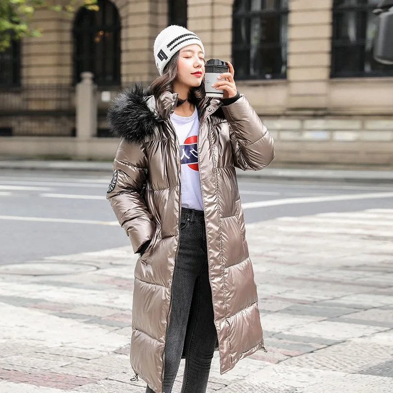 

Off Season Sale 2019 Ozhouzhan Large Fur Collar down Jacket Cotton-padded Clothes Women's Mid-length over-the-Knee Thick Bright