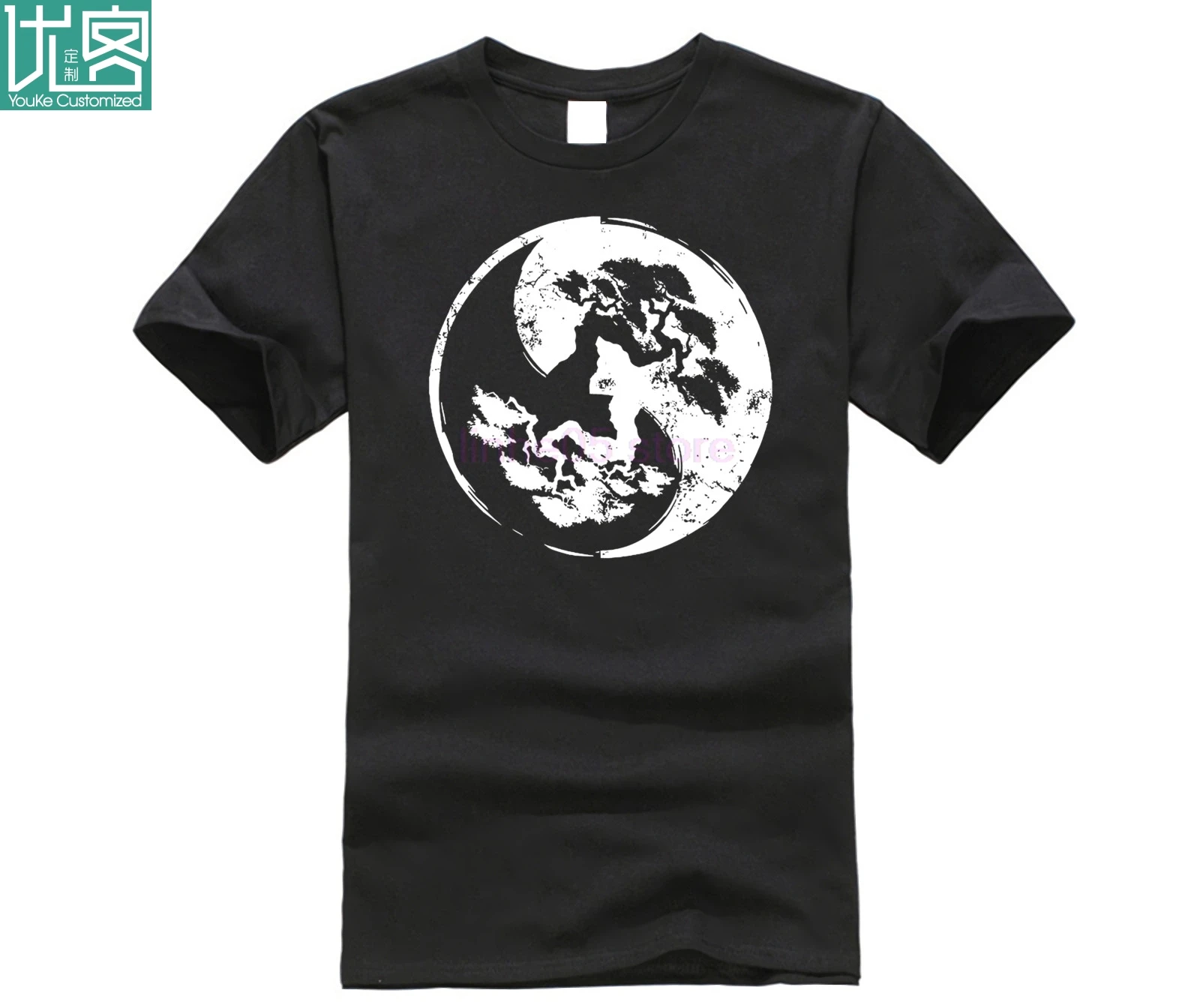 2020 Новая летняя футболка бонсай Ying Yang Япония деревья солнце буддизм дзен Круг
