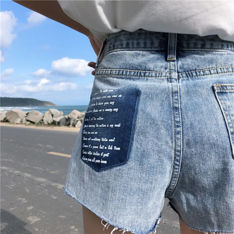 S-XL, лето, корейский стиль, свободный цвет, пэчворк с высокой талией, джинсы, женские повседневные широкие шорты, женские(Z6227
