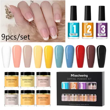 

2020 HOT 9Pcs Nude Pink Series Dipping Nail Powder Set Sparkling Nail Glitter Natural Dry Dip Nail Chrome Decoration Kit
