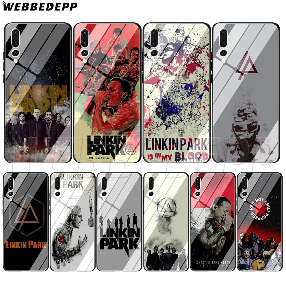 

WEBBEDEPP Linkin Park band Tempered glass TPU Case for Huawei Mate 20 P10 P20 P30 Y6 Y9 P smart lite Pro