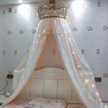 

European style iron bed curtain frame crown curtain frame Princess bedside decorative bracket display