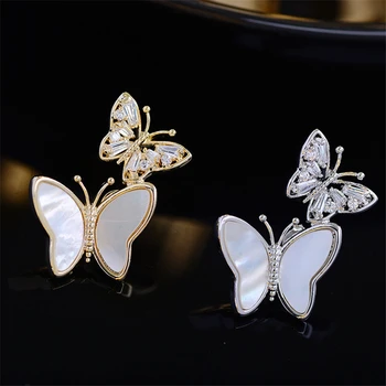 

Luxury AAA Cubic Zirconia Women Brooches High Quality Shell Lovely Fresh Butterfly Brooch Pin Woman Suit Christmas Jewelry Gift