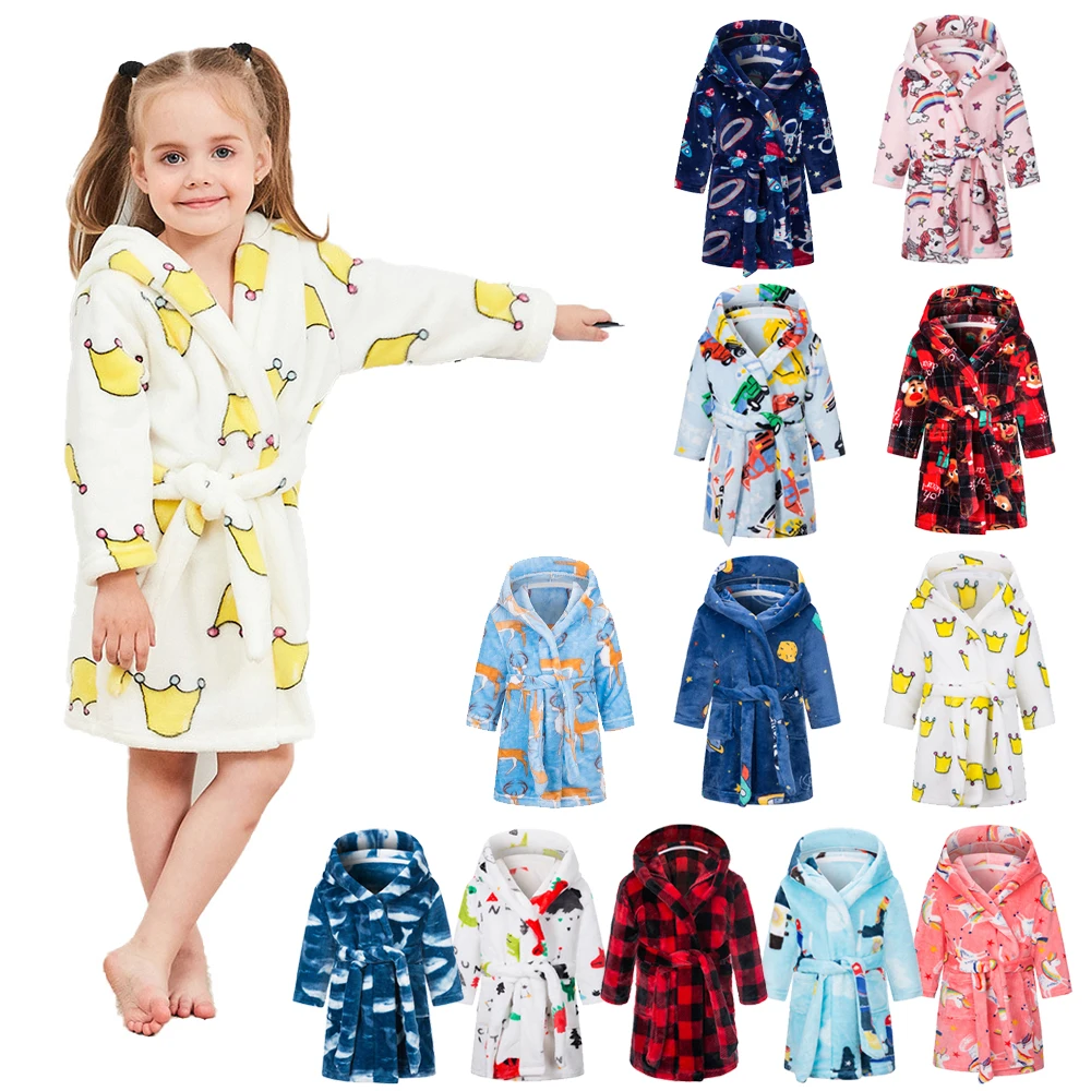 

Children Robes Beach Towels Autumn winter Boys and girls Flannel pajamas robe bathrobe soft Kids baby homewear Christmas clothes