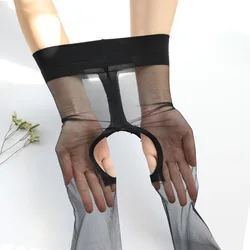 2Pairs/lot 0D Sexy Breathable Tights Transparent Women Open Crotch Pantyhose Ultra-thin Nylon Tights Stretchy Stockings Female