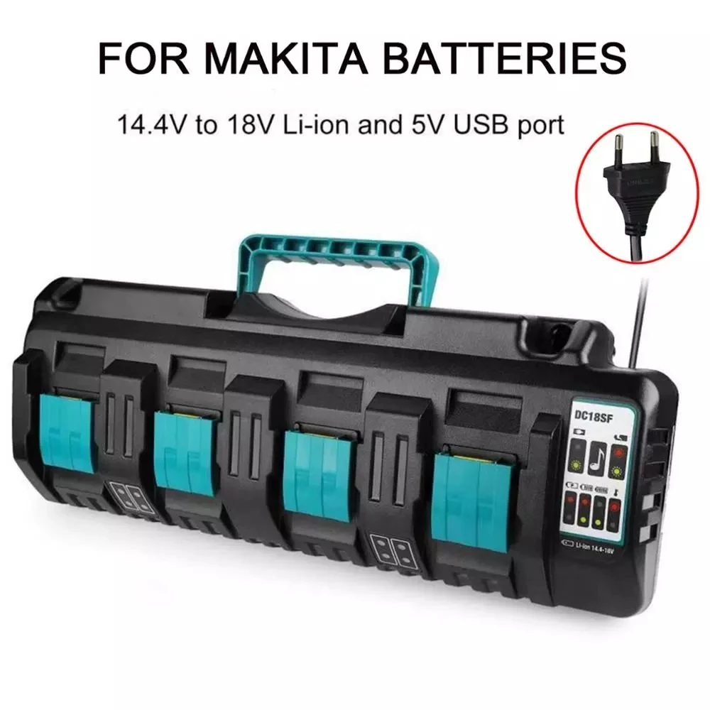DC18SF 4-Port 14.4V 18V 4X3A Li-Ion Battery Charger For Makita BL1820 BL1830 BL1850 BL1430 Power Tools