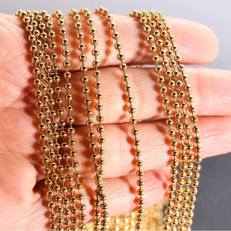 1 Meter 1.2mm-10mm Stainless Steel Ball Chain Necklace For Pendant or Dog  tags Chains with 5pcs Connectors - AliExpress