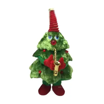 

40CM Christmas Tree Doll Illuminate Swing Electric Saxophone Xmas Tree Toy Ornament 2021 New Year Christmas Gift For Children