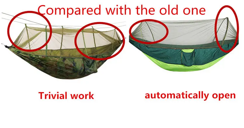 Automatic unfolding hammock ultralight parachute hammock hunting mosquito net double lifting outdoor furniture hammock 250X120CM Automatic unfolding hammock ultralight parachute hammock hunting mosquito net double lifting outdoor furniture hammock 250X120CM