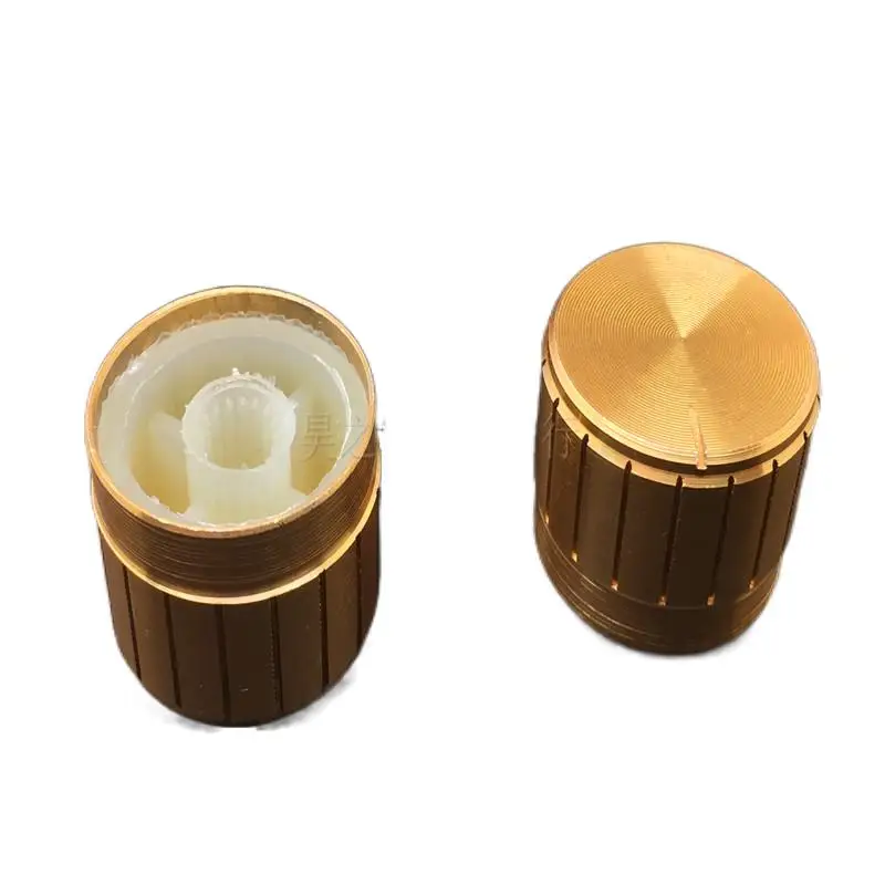 

Golden aluminum alloy knob hat 23 mm high 17 mm inner hole diameter 6 mm amplifier audio aluminum alloy knob