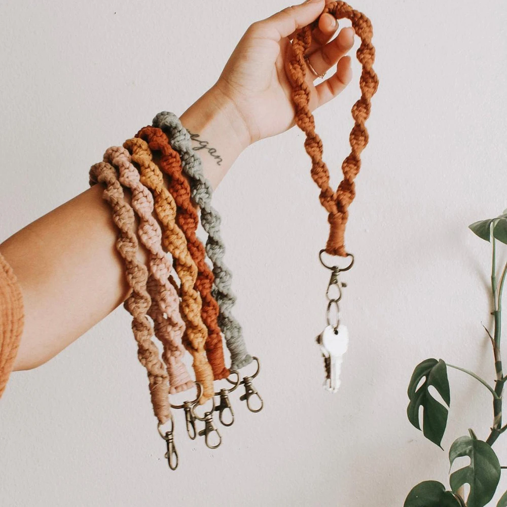 Boho Handmade Cotton Rope Weave Keychain for Ladies 11 Color Custom Ethnic Beach Key Chain Bag Car Chains Charm Gifts Women | Украшения и