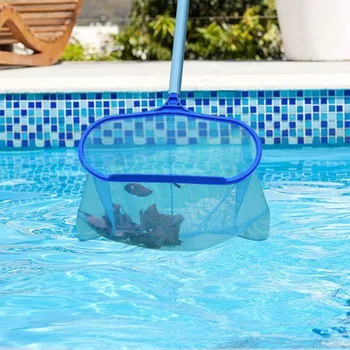 

Professional Blue Plastic Leaf Rake Mesh Net Skimmer Clean Swimming Pool Leaf Skimmer Net Bag Catcher Aquarium Cleaning Tool