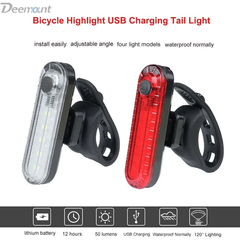 

DEEMOUNT Bicycle Led Light Outdoor Small MTB Tail Light USB Charging Rear Lights Cycle Light Bike Taillight Bicycle Lights