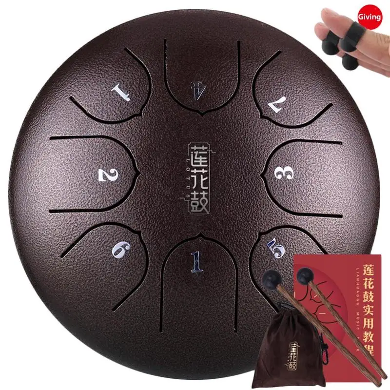 Tan chestnut 6 дюймов C Ключ Сталь язык барабан Ударные инструменты камер Мгновенной Печати Mini 8 тон ручная сковорода висит Пан барабан с молотки сумка для переноски - Цвет: Tan chestnut
