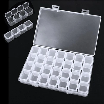 

28 Grids Storage Box Adjustable Plastic Case for Nail Art Rhinestone Beads Rings Jewelry Decorations Display Organizer Boxes