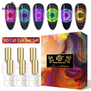 

BORN PRETTY Gel Nail Polish Set 6Pcs 9D Cat Eye Magnetic Nail Gel 6ml Gel Varnish Magic Chameleon Semi Permanent Gel Polish