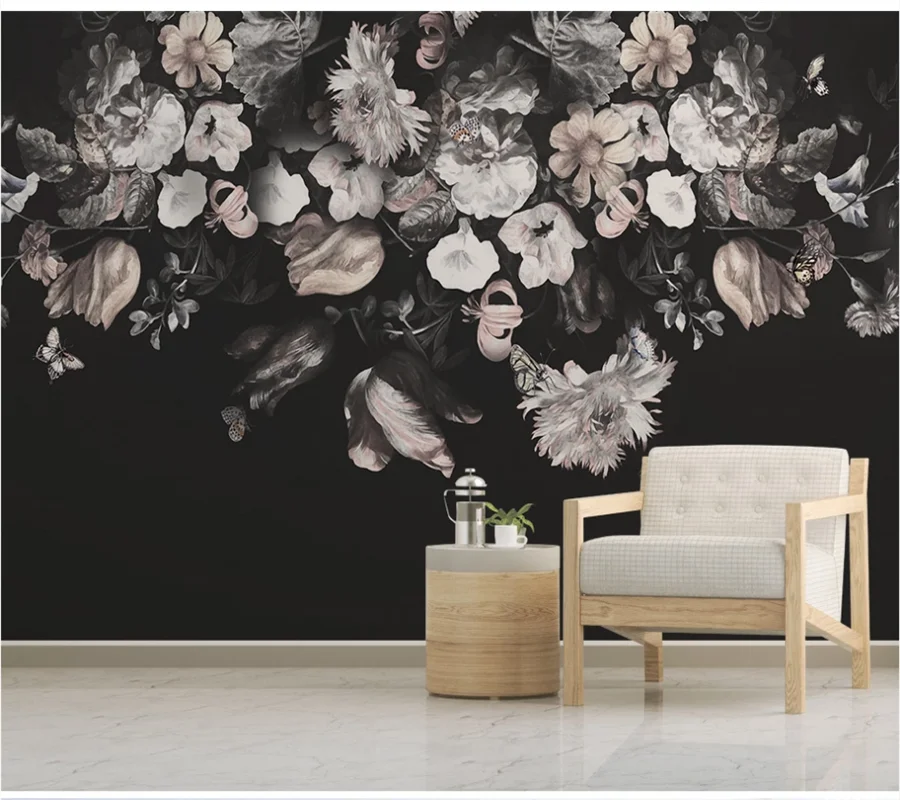 3d фотообои на заказ европейская ретро ностальгическая ручная роспись цветов фон