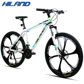 HILAND 26 inch 21 Speed Aluminum Alloy Suspension Fork Bicycle Double Disc Brake Mountain Bike and Free Gift Fenders 1