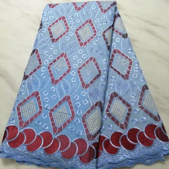 

2019 High Quality Nigeria Lace Fabric Latest Stones Mesh African Net Lace Fabric Swiss Volie Cotton Lace Fabric 5 Yards