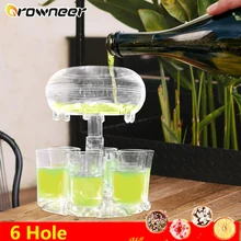 6 Shot Anti-drop Portable Wine Dispenser Hydrodynamics Shunt Guide Channel Party Drink Game Bar PMMA Acrylic Glasses Holder
