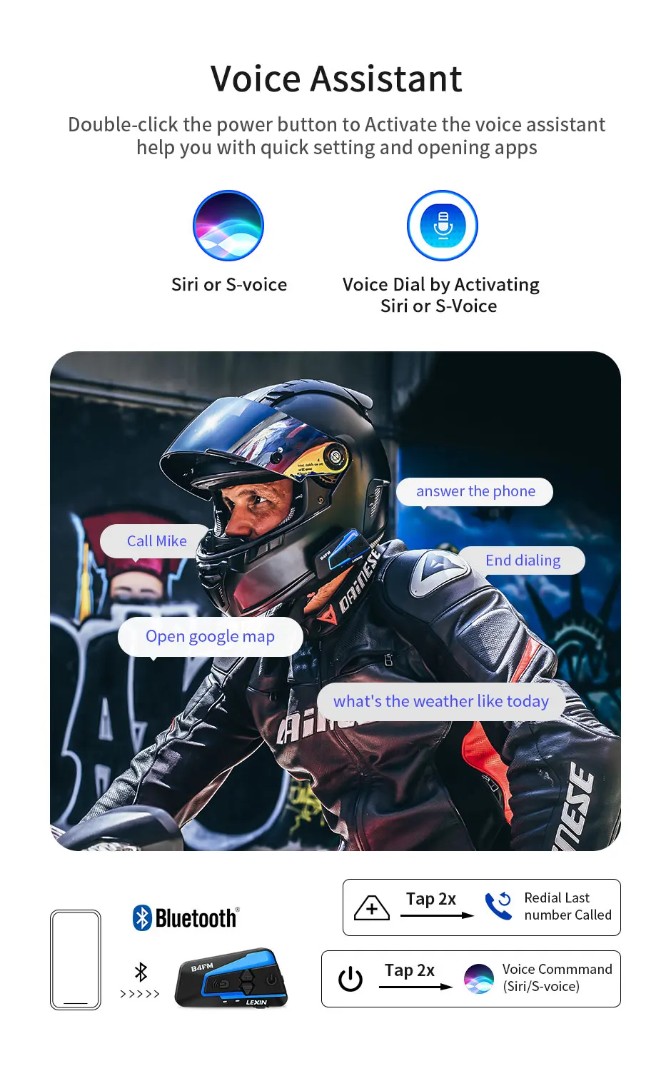 Гарнитура Lexin для мотоциклетного шлема Bluetooth FM радио 4 канала внутренняя связь