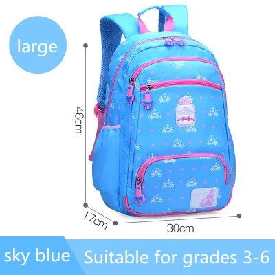 sky blue large Рюкзак для начальной школы, водонепроницаемый рюкзак для девочек, школьный рюкзак для девочек, школьные сумки для детей - Цвет: sky blue large