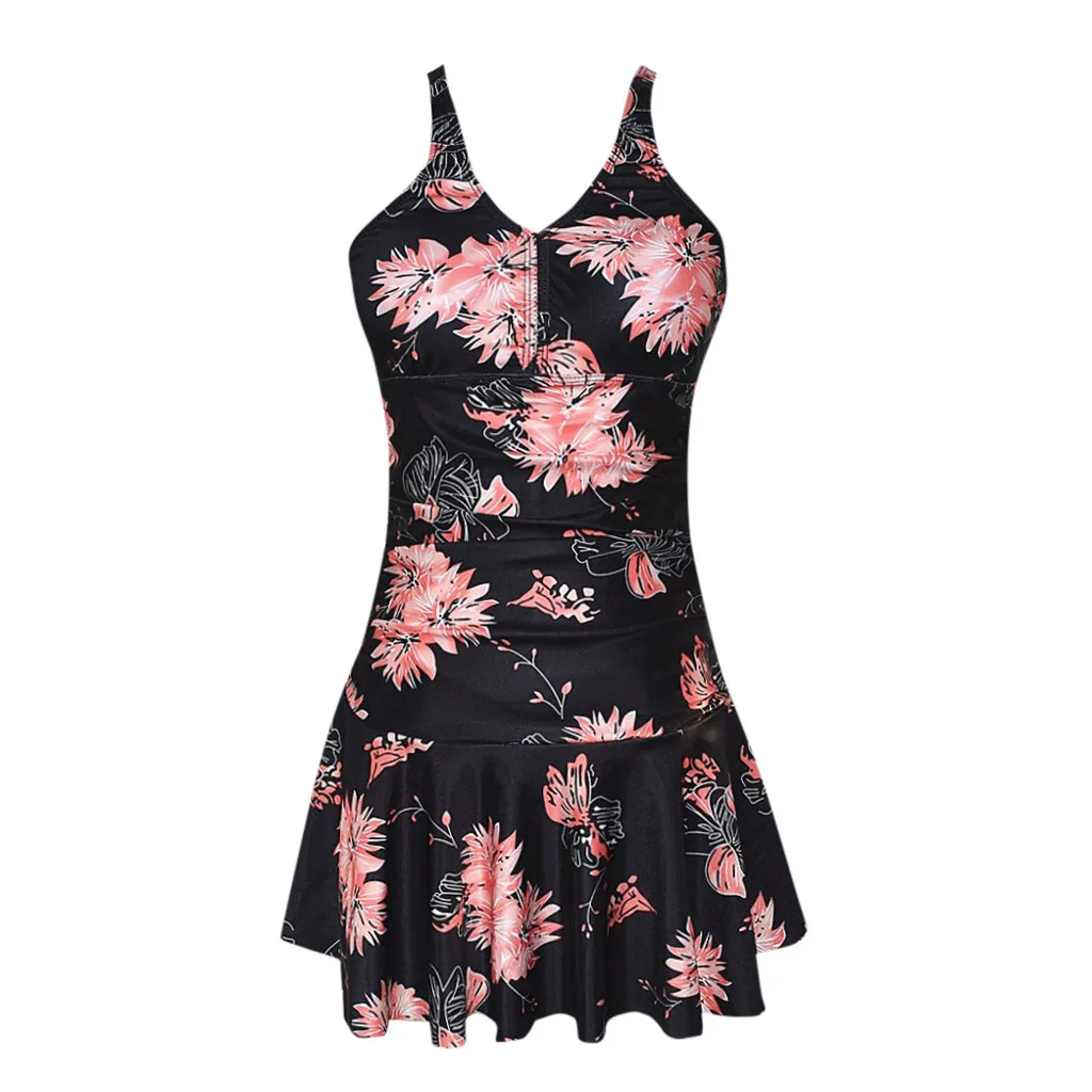 sfit Women's Bohemia Flower Print Bikini 2020 Plus Size Print Swimdress One Piece Biquini Swimsuit Beachwear Bathing Suit