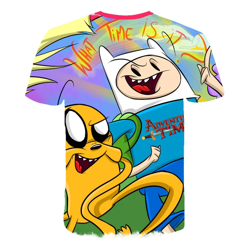 Adventure Time/Детские футболки с 3D принтом; 3D футболки с коротким рукавом; Лидер продаж; Повседневная Уличная одежда; kawaii; футболки для детей
